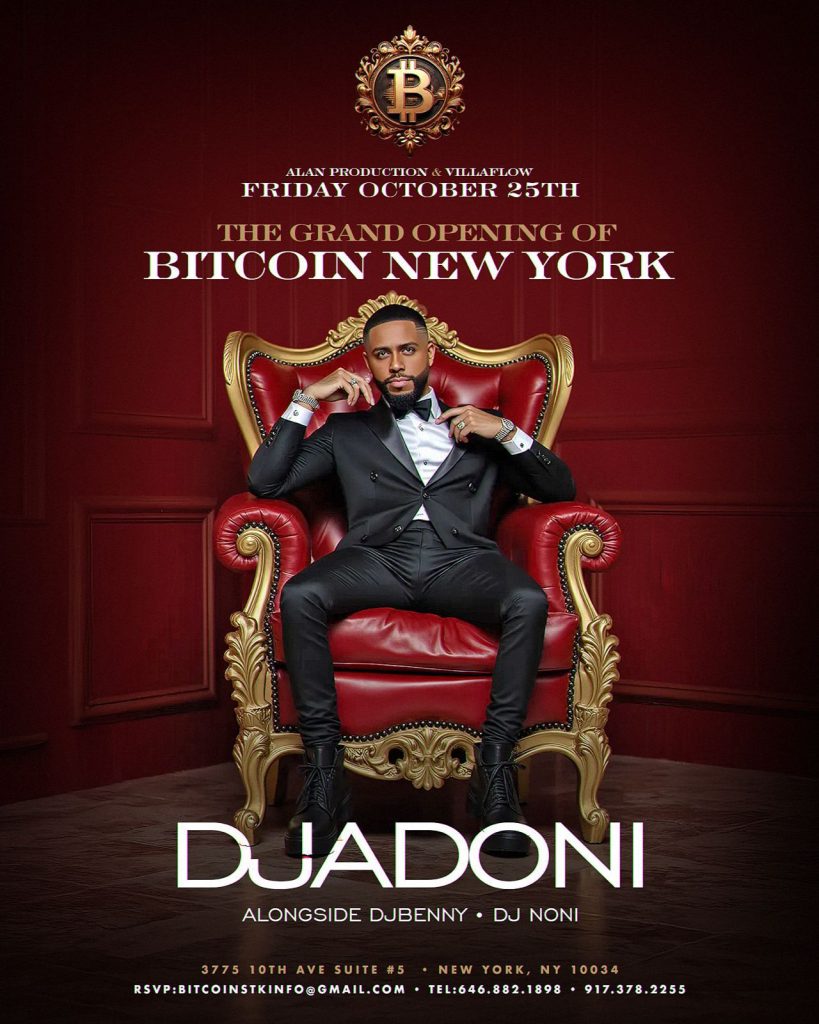 Bitcoin New York Grand Opening. Dj Adoni